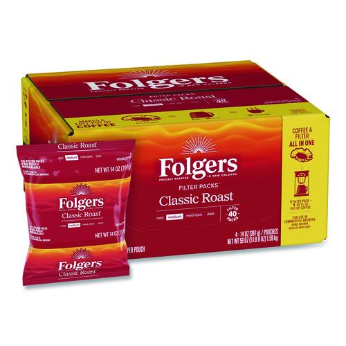 Image of Folgers® 2550010117 Coffee Filter Packs, Classic Roast, 1.4 Oz Pack, 40/carton
