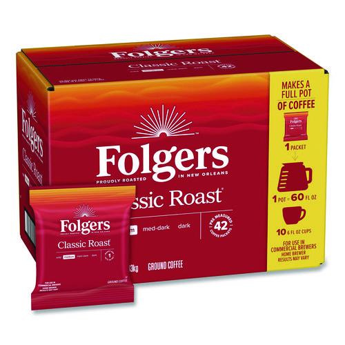 Image of Folgers® 2550020457 Classic Roast Ground Coffee Fraction Pack, 1.2 oz Packets, 42/Carton