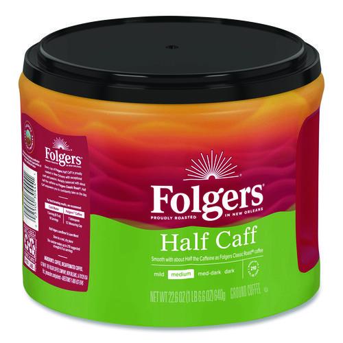 Image of Folgers® 2550030444 Half Caff Ground Coffee, 22.6 oz Canister