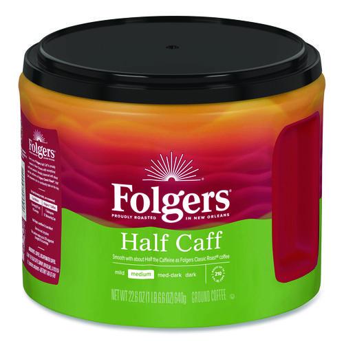 Image of Folgers® 2550030444 Half Caff Ground Coffee, 22.6 oz Canister