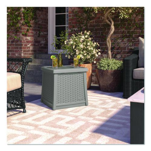 Image of Suncast® BMDB1310DG Elements End Table with Storage, Square, 18.75w x 18.75d x 18h, Dove Gray Top, Dove Gray Base
