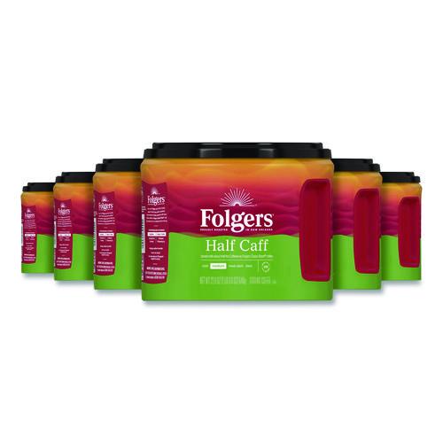 Image of Folgers® 2550030444 Half Caff Ground Coffee, 22.6 oz Canister, 6/Carton