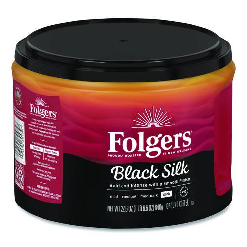 Image of Folgers® 2550030439 Black Silk Ground Coffee, 22.6 oz Canister