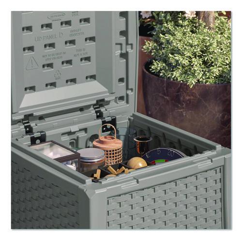 Image of Suncast® BMDB1310DG Elements End Table with Storage, Square, 18.75w x 18.75d x 18h, Dove Gray Top, Dove Gray Base