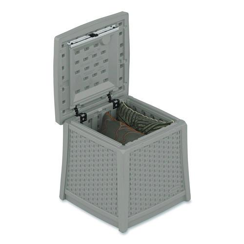 Image of Suncast® BMDB1310DG Elements End Table with Storage, Square, 18.75w x 18.75d x 18h, Dove Gray Top, Dove Gray Base