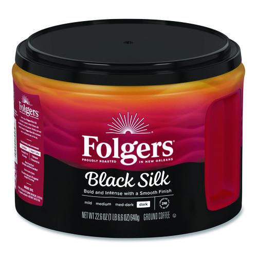 Image of Folgers® 2550030439 Black Silk Ground Coffee, 22.6 oz Canister