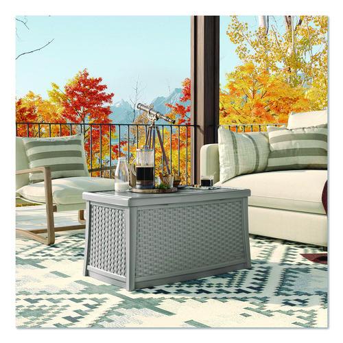 Image of Suncast® BMDB3010DG Elements Coffee Table with Storage, Rectangular, 34w x 20d x 18h, Dove Gray Top, Dove Gray Base/Legs