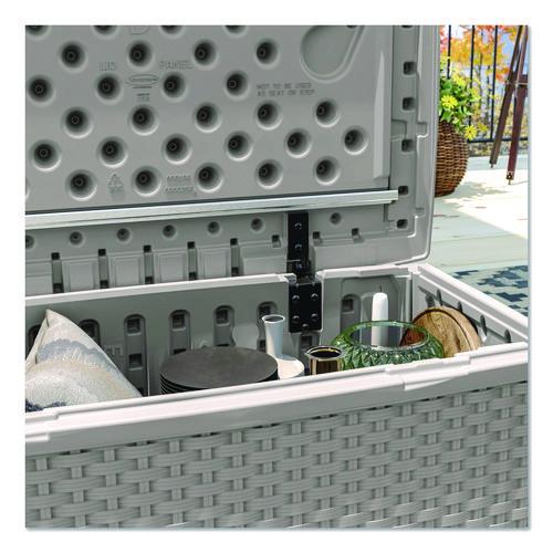 Image of Suncast® BMDB3010DG Elements Coffee Table with Storage, Rectangular, 34w x 20d x 18h, Dove Gray Top, Dove Gray Base/Legs