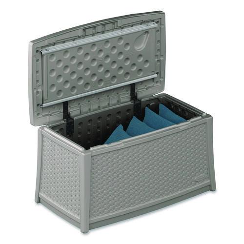 Image of Suncast® BMDB3010DG Elements Coffee Table with Storage, Rectangular, 34w x 20d x 18h, Dove Gray Top, Dove Gray Base/Legs