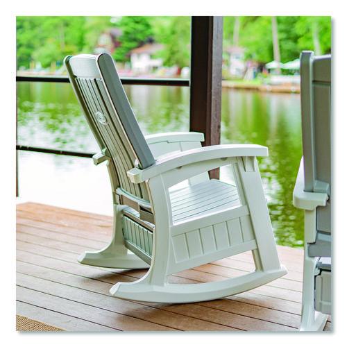 Image of Suncast® BMRC1020 Rocking Chair with Storage, Supports Up to 375 lb, 17.25" Seat Height, 29.75" x 35" x 40.5", Dove Gray/Ice Cube