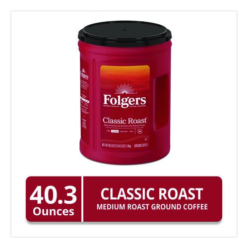Image of Folgers® 2550030419 Classic Roast Ground Coffee, 40.3 oz Canister, 6/Carton
