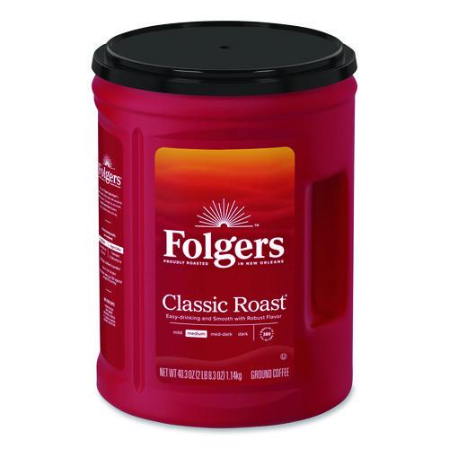 Image of Folgers® 2550030419 Classic Roast Ground Coffee, 40.3 oz Canister, 6/Carton