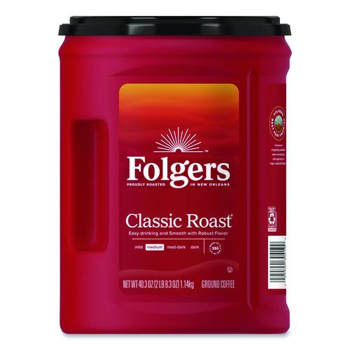 Image of Folgers® 30419EA Classic Roast Ground Coffee, Classic Roast, 40.3 oz Canister