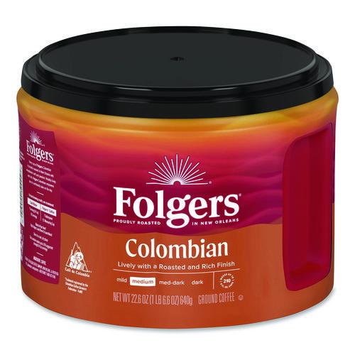 Image of Folgers® 30445CT 100% Columbian Coffee, 22.6 oz Canister, 6/Carton