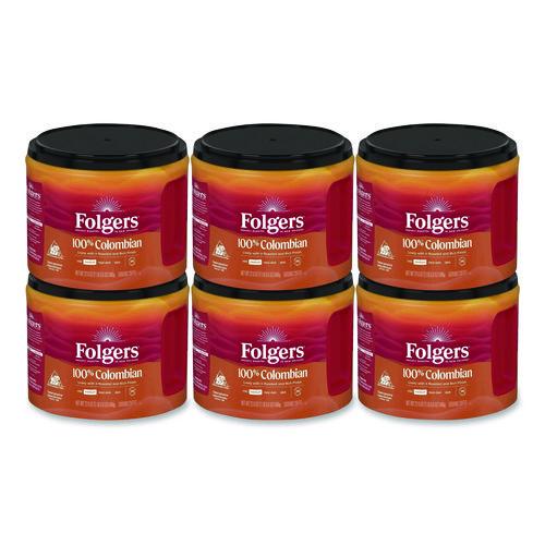 Image of Folgers® 30445CT 100% Columbian Coffee, 22.6 oz Canister, 6/Carton