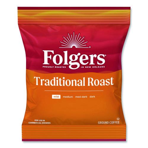 Image of Folgers® 2550063006 Traditional Roast Ground Coffee Fraction Packs, Traditional Roast, 2oz, 42/Carton