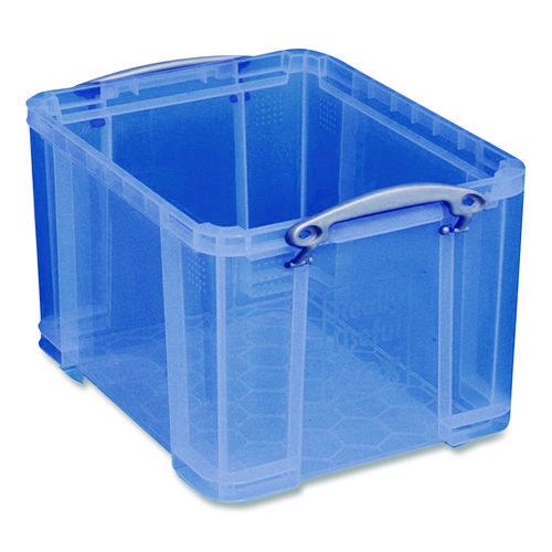 Image of Really Useful Box® 32TBL Snap-Lid Storage Bin, 8.45 Gal, 14" X 18" X 12.25", Transparent Blue