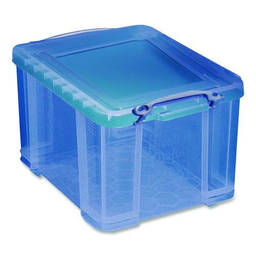 Image of Really Useful Box® 32TBL Snap-Lid Storage Bin, 8.45 Gal, 14" X 18" X 12.25", Transparent Blue