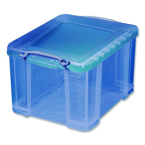 Image of Really Useful Box® 32TBL Snap-Lid Storage Bin, 8.45 Gal, 14" X 18" X 12.25", Transparent Blue