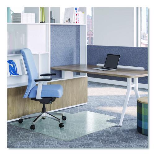 Image of deflecto® CM1K112OCB OceanMat Carpet Chair Mat for Flat Pile Carpeted Floors, Rectangular with Lip, Straight Edges, 36" x 48", Clear