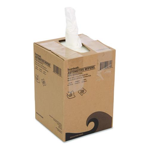 Image of Boardwalk® AUTOBX1600W Automotive Wipers, 10.63 x 20.47, Unscented, White, 200/Box, 8 Boxes/Carton