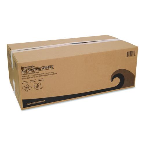 Image of Boardwalk® AUTOBX1600W Automotive Wipers, 10.63 x 20.47, Unscented, White, 200/Box, 8 Boxes/Carton