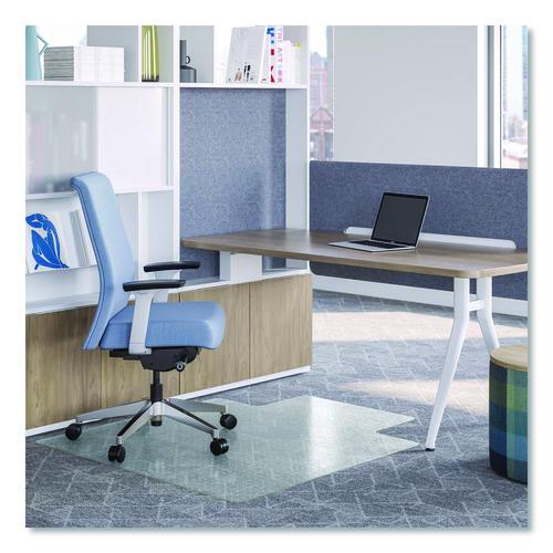 Image of deflecto® CM1K232OCB OceanMat Carpet Chair Mat for Flat Pile Carpeted Floors, Rectangular with Lip, Straight Edges, 45" x 53", Clear