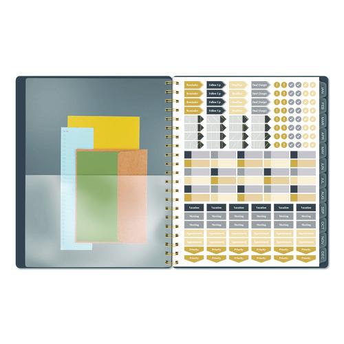 Image of Cambridge® 1765-905 Hera Weekly Monthly Planner, Wavy Lines, 11 x 8.5, Black/Gold Cover, 12-Month (Jan to Dec): 2026