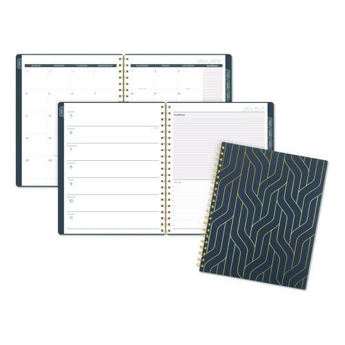 Image of Cambridge® 1765-905 Hera Weekly Monthly Planner, Wavy Lines, 11 x 8.5, Black/Gold Cover, 12-Month (Jan to Dec): 2026