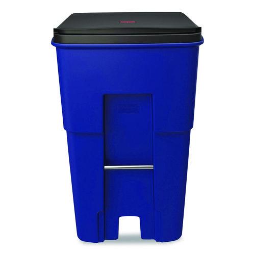 Image of Rubbermaid® Commercial FG9W2273BLUE Square Brute Rollout Container, 95 gal, Resin, Blue
