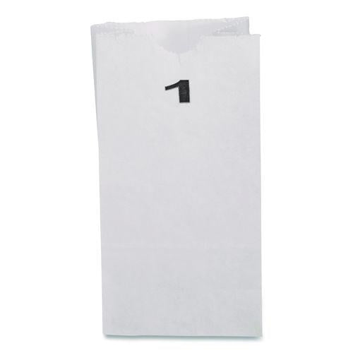 Image of Ross & Wallace Paper Products 120301500PK/BL Grocery Paper Bags, 1# Size, 30# Basis Weight, 3.5" x 2.25" x 6.63", White, 500/Bundle