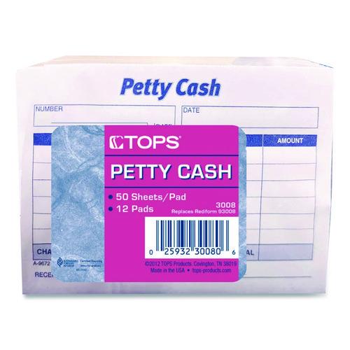 Image of Adams® 9672ABF Petty Cash Receipts, One-Part (No Copies), 5 x 3.5, 50 Receipts/Pad, 12 Pads/Pack