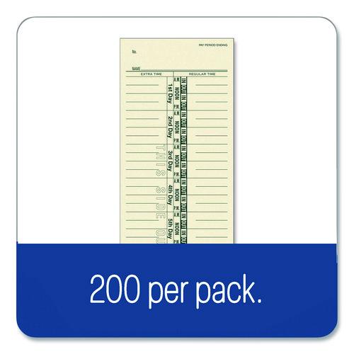 Image of Adams® 9656-200 Time Cards for Acroprint, Amano and Lathem Time Clocks, One Side, 3.38 x 9, 200/Pack