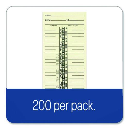 Image of Adams® 9659-200 Time Cards for Acroprint, Amano and Lathem Time Clocks, One Side, Weekly, 3.38 x 9, 200/Pack