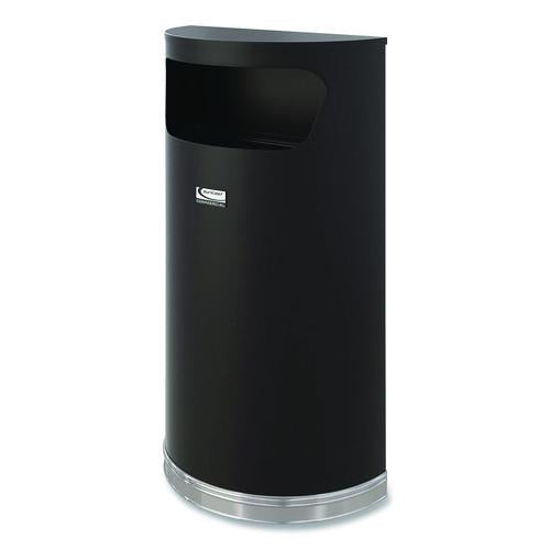 Image of Suncast Commercial® MTCRES901BK Half Round Metal Trash Can, 9 gal, Steel, Black