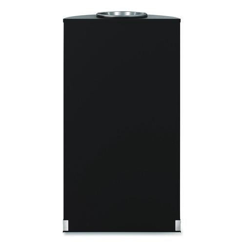 Image of Suncast Commercial® MTCRES901BKS Half Round Metal Trash Can with Ashtray, 9 gal, Steel, Black