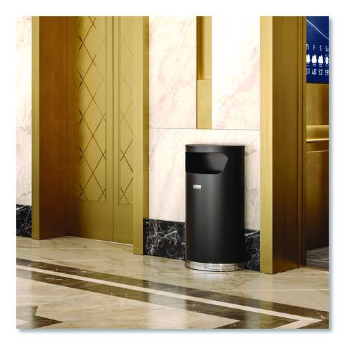 Image of Suncast Commercial® MTCRES901BK Half Round Metal Trash Can, 9 gal, Steel, Black
