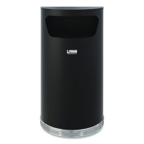 Image of Suncast Commercial® MTCRES901BK Half Round Metal Trash Can, 9 gal, Steel, Black