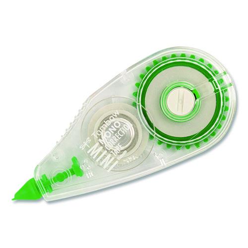 Image of Tombow® 68722 MONO Mini Correction Tape Value Pack, Non-Refillable, 0.17" x 26.25 ft, White Tape, Clear/Green Dispenser, 10/Pack