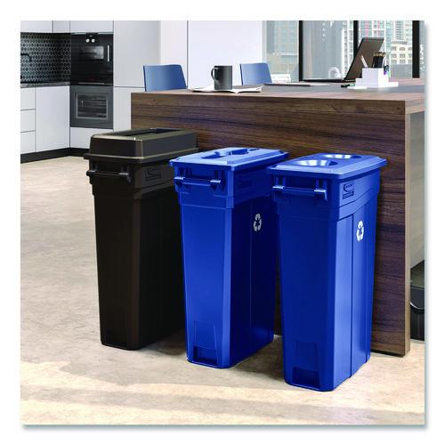 Image of Suncast Commercial® TCNLID02BLD 23 Gallon Resin Slim Trash Can Bottle and Can Lid, 11.87 x 20.25 x 1.41, Blue