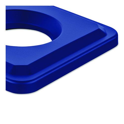 Image of Suncast Commercial® TCNLID02BLD 23 Gallon Resin Slim Trash Can Bottle and Can Lid, 11.87 x 20.25 x 1.41, Blue