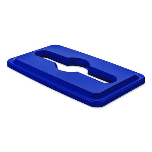 Image of Suncast Commercial® TCNLID03BLD 23 Gallon Resin Slim Trash Can Paper Recycling Lid, 11.87 x 20.25 x 1.35, Blue