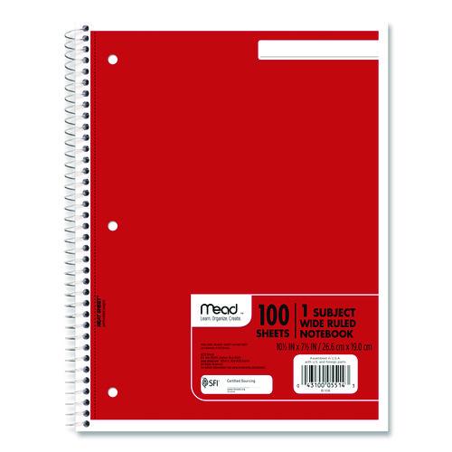 Image of Mead® 05514 Spiral Notebook, 1-Subject, Wide/Legal Rule, Randomly Assorted Cover Color, (100) 10.5 x 7.5 Sheets