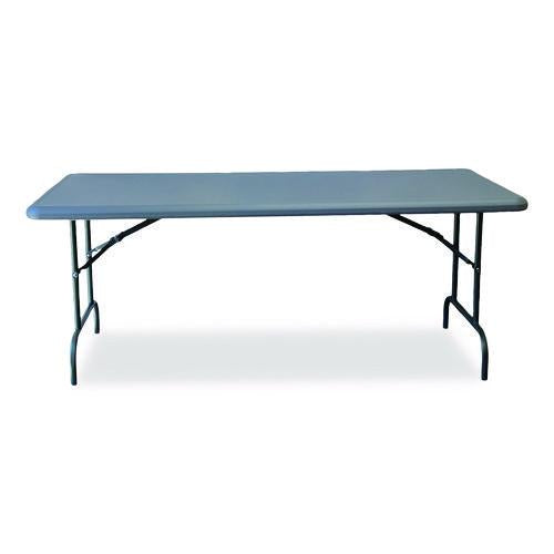 Image of SKILCRAFT® Rectangular Folding Table - 2000 lb Weight Capacity - 72" W x 29" H x 30" D - Charcoal Gray, 1 Each