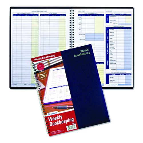 Image of Adams® AFR70 Weekly Bookkeeping Ledger, Columns Vary By Section, Royal Blue Cover, 11 x 8.5 Sheets, 56 Sheets/Book
