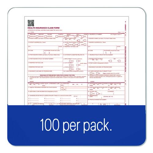 Image of Adams® CMS1500L1V CMS Health Insurance Claim Form, One-Part (No Copies), 8.5 x 11, 100 Forms Total