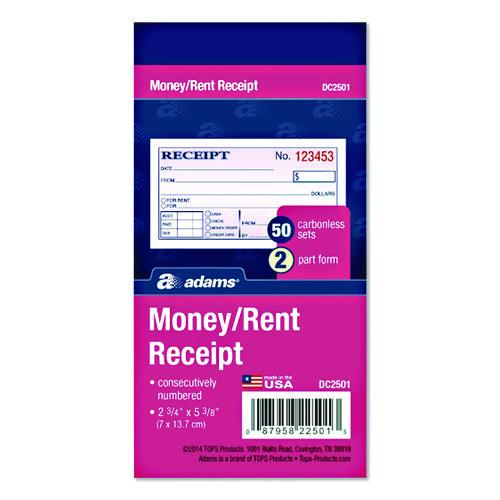 Image of Adams® DC2501 Money/Rent Receipt Book, Two-Part Carbonless, 4.88 x 2.75, 50 Forms Total