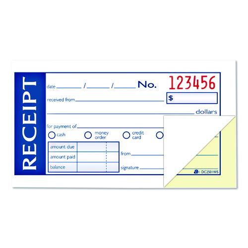 Image of Adams® DC2501WS Write 'n Stick Receipt Book, Two-Part Carbonless, 4.88 x 2.75, 50 Forms Total