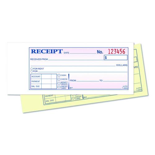 Image of Adams® DC2701 Money/Rent Receipt Book, Two-Part Carbonless, 6.69 x 2.75, 50 Receipts/Book, 5 Books/Pack