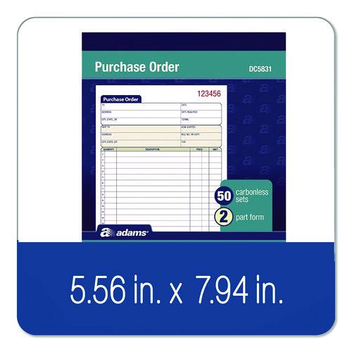 Image of Adams® DC5831 Multipart Purchase Order Pad, Two-Part Carbonless, 5.56 x 7.94, 50 Forms Total
